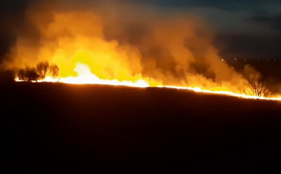 Рязанцы сняли на видео горящие поля в Рыбновском районе